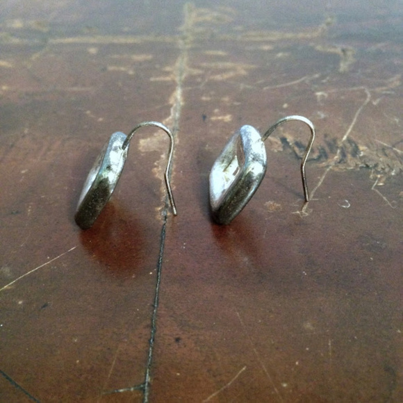 Maxine Denker Contemporary Square Silver Finish Earrings - Picture 2 of 2